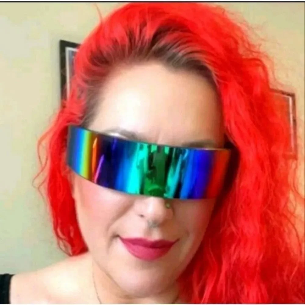Unisex Futuristic Cyclops monoblock mirror Sunglasses